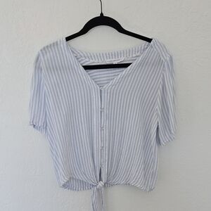 Jane and Delancey Blue Striped Button-Down Blouse